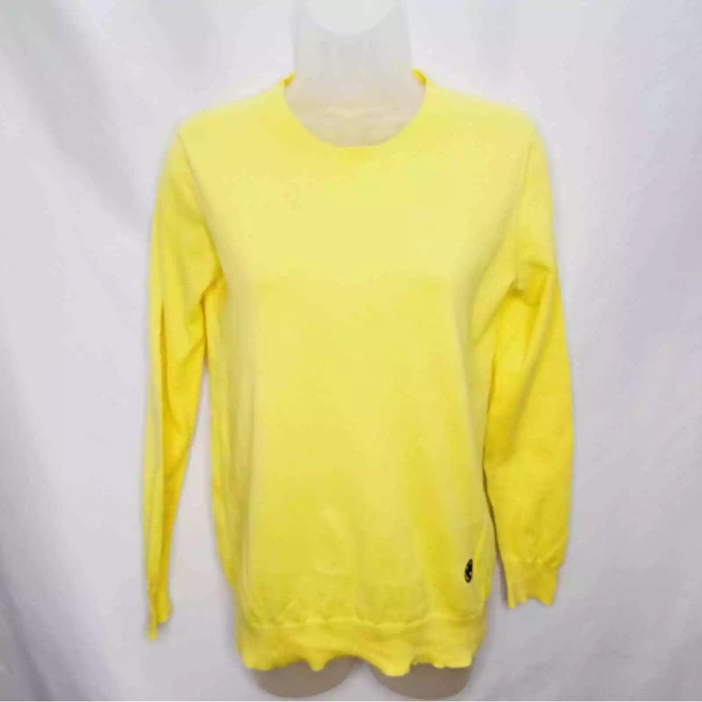 TORY BURCH bright yellow cotton sweater sz small